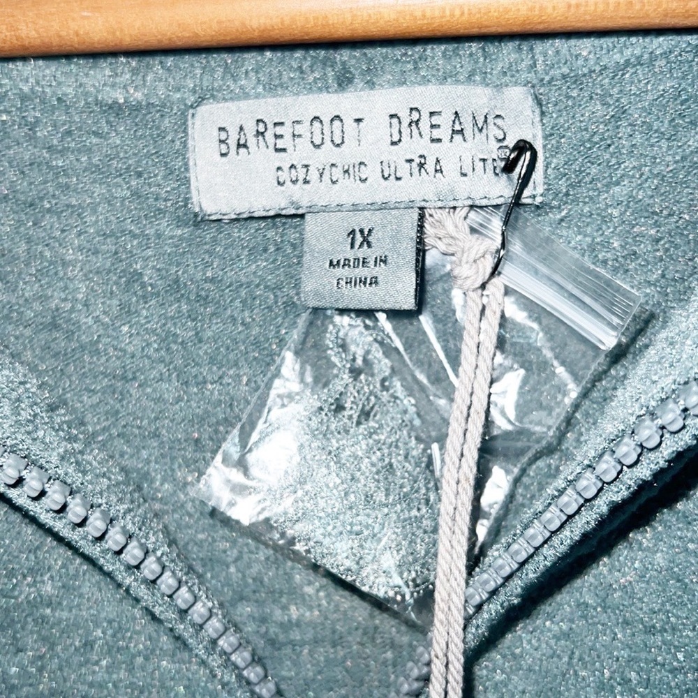 Barefoot Dreams Blue Spruce Zip Up Short Sleeve CozyChic Ultra Lite Hoodie - Picture 10 of 14